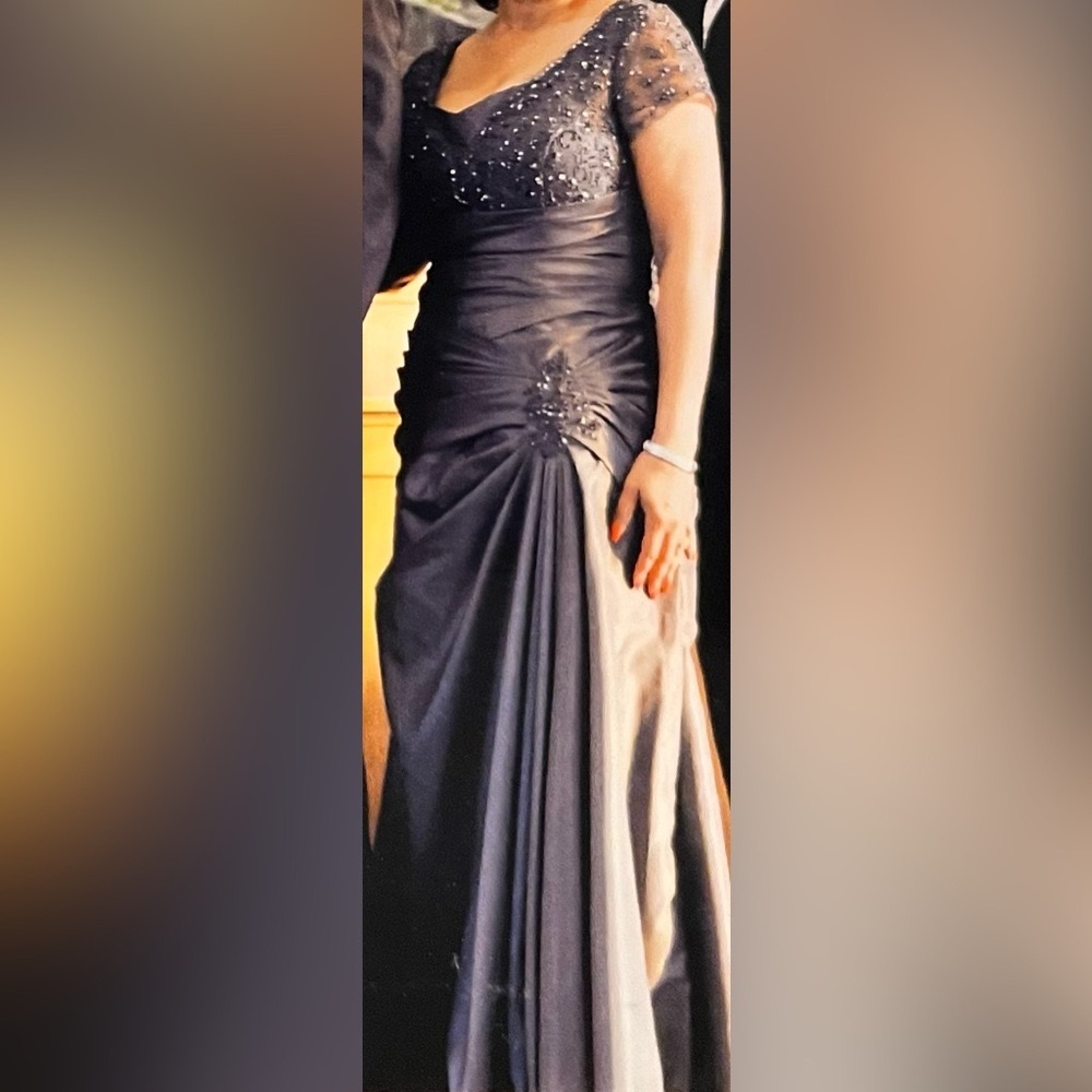 Charcoal Gray (Pewter) color designer evening gown